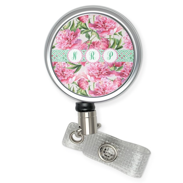 Custom Watercolor Peonies Retractable Badge Reel (Personalized)