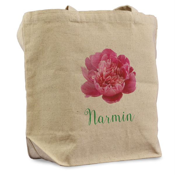 Custom Watercolor Peonies Reusable Cotton Grocery Bag (Personalized)