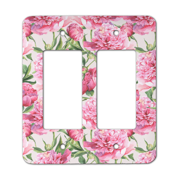 Custom Watercolor Peonies Rocker Style Light Switch Cover - Two Switch