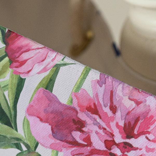 Watercolor Peonies Large Rope Tote - Close Up View