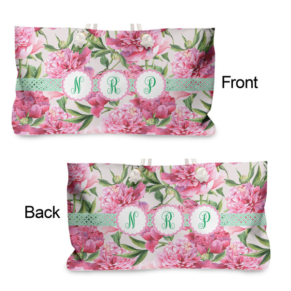 Watercolor Peonies Large Rope Tote - From & Back View