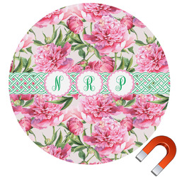 Watercolor Peonies Round Car Magnet - 10" (Personalized)