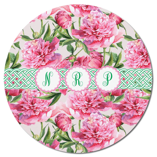 Watercolor Peonies Round Fridge Magnet - FRONT