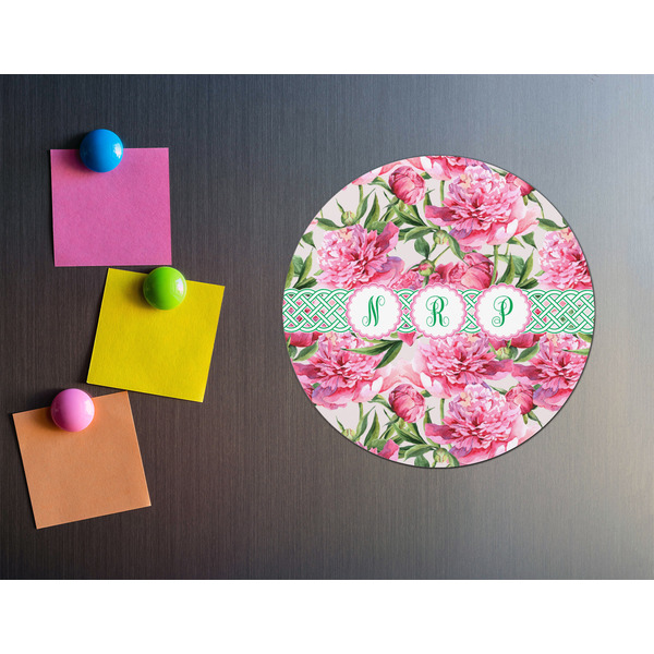Watercolor Peonies Round Fridge Magnet - LIFESTYLE