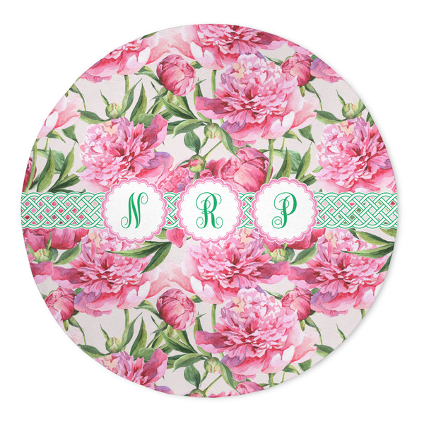 Custom Watercolor Peonies 5' Round Indoor Area Rug (Personalized)