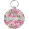 Watercolor Peonies Round Plastic Keychain (Personalized)