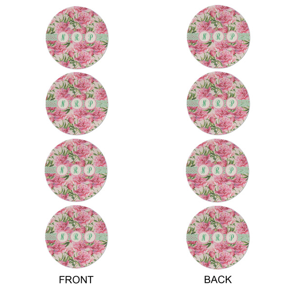 Watercolor Peonies Round Linen Placemats - APPROVAL Set of 4 (double sided)