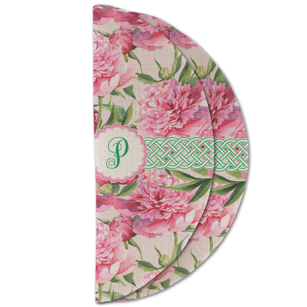 Watercolor Peonies Round Linen Placemats - HALF FOLDED (double sided)