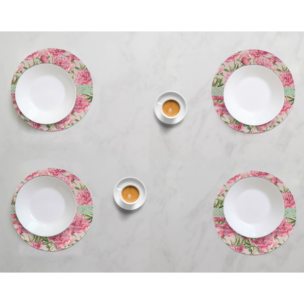 Watercolor Peonies Round Linen Placemats - LIFESTYLE (set of 4)