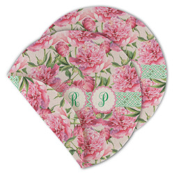 Watercolor Peonies Round Linen Placemat - Double Sided (Personalized)
