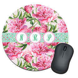 Watercolor Peonies Round Mouse Pad (Personalized)