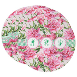 Watercolor Peonies Round Paper Coasters w/ Multiple Names