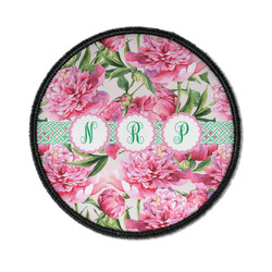 Watercolor Peonies Iron On Round Patch w/ Multiple Names