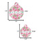 Watercolor Peonies Round Pet ID Tag - Large - Comparison Scale