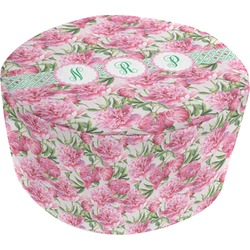 Watercolor Peonies Round Pouf Ottoman (Personalized)