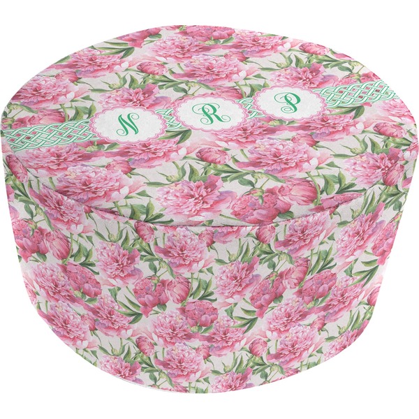 Custom Watercolor Peonies Round Pouf Ottoman (Personalized)