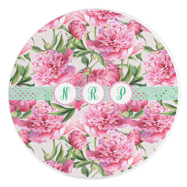 Custom Watercolor Peonies Round Stone Trivet (Personalized)