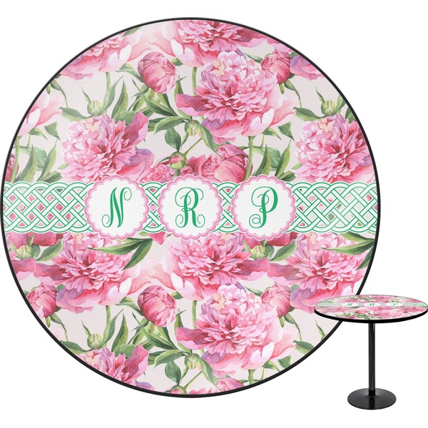 Custom Watercolor Peonies Round Table - 24" (Personalized)