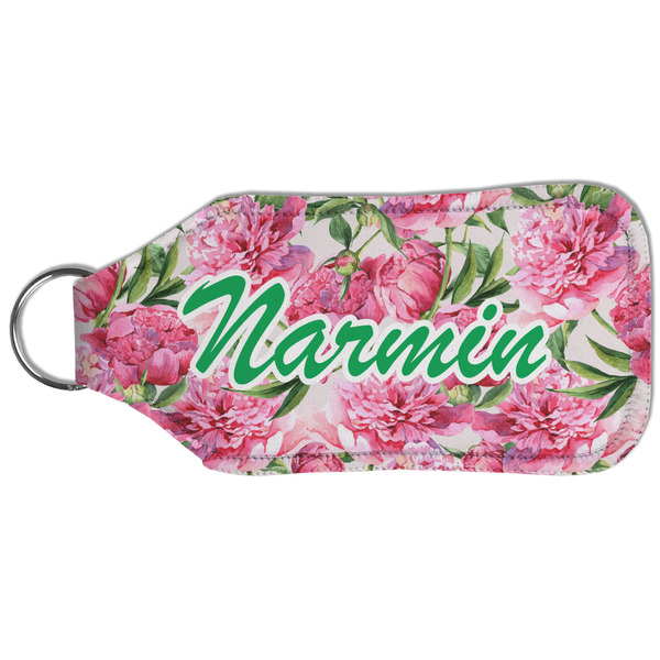 Watercolor Peonies Sanitizer Holder Keychain - Large (Back)