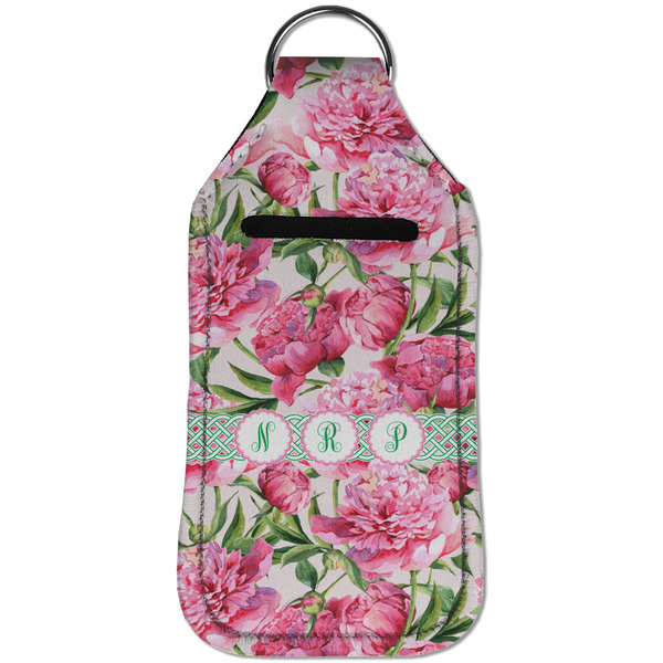 Watercolor Peonies Sanitizer Holder Keychain - Large (Front)