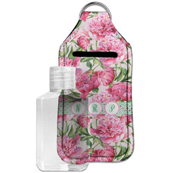 Watercolor Peonies Hand Sanitizer & Keychain Holder - Large (Personalized)