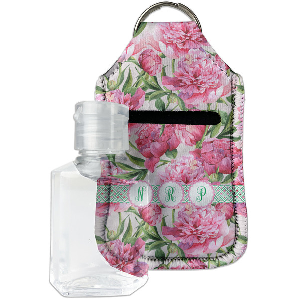 Custom Watercolor Peonies Hand Sanitizer & Keychain Holder - Small (Personalized)