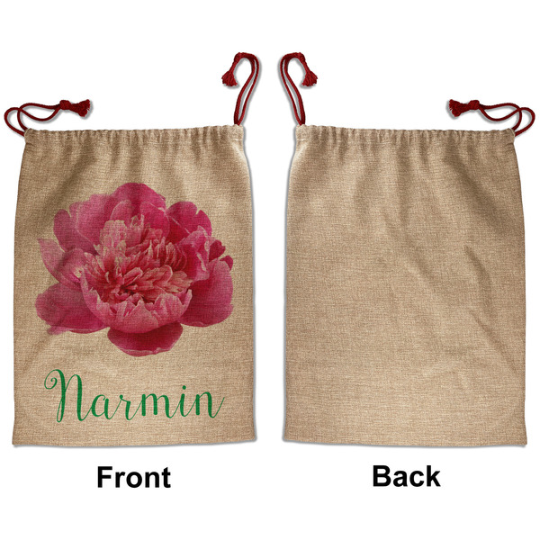 Watercolor Peonies Santa Bag - Approval - Front