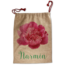 Watercolor Peonies Santa Sack - Front (Personalized)