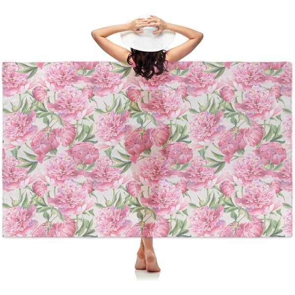 Custom Watercolor Peonies Sheer Sarong