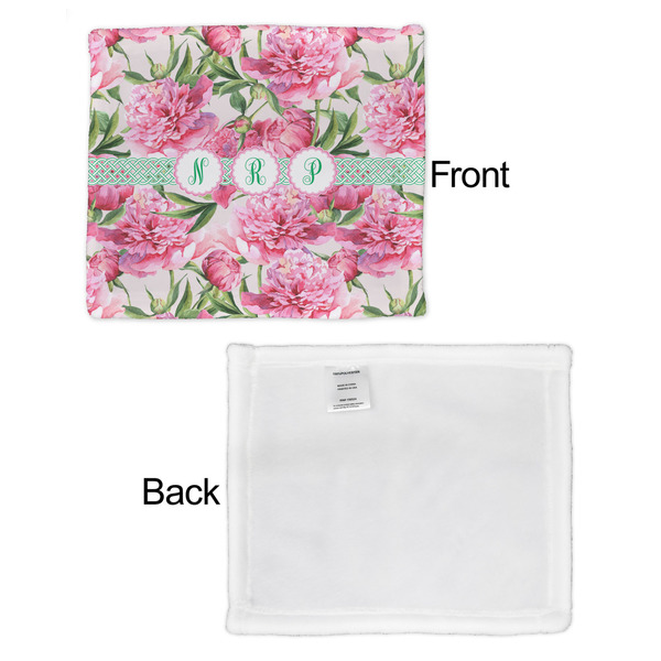 Watercolor Peonies Security Blanket - Front & White Back View
