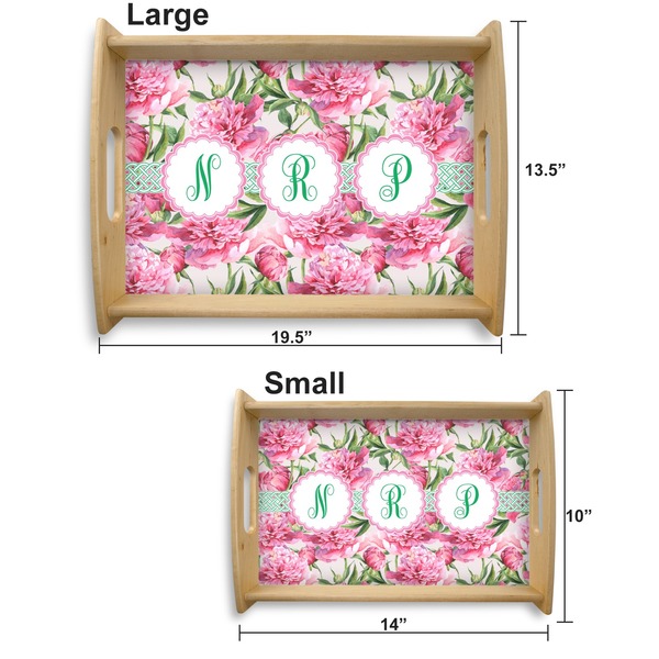 Watercolor Peonies Serving Tray Wood Sizes