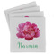 Watercolor Peonies Absorbent Stone Coasters - Set of 4 (Personalized)