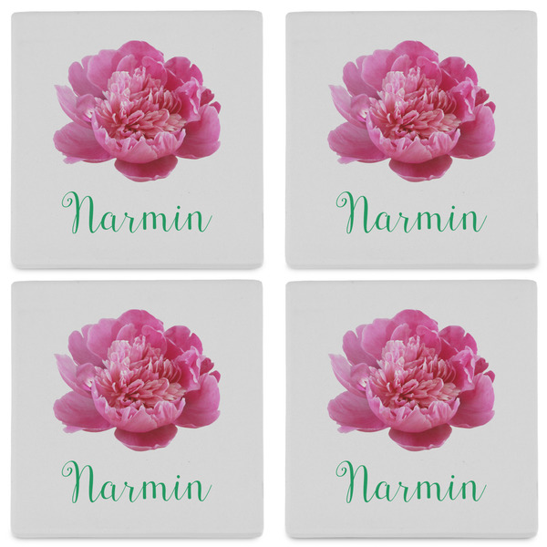 Watercolor Peonies Set of 4 Sandstone Coasters - See All 4 View