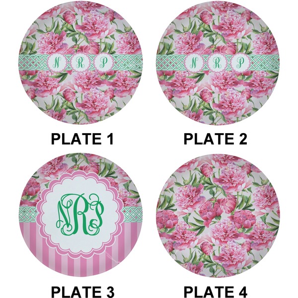 Watercolor Peonies Set of Lunch / Dinner Plates (Approval)