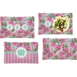 Watercolor Peonies Set of 4 Glass Rectangular Lunch / Dinner Plate (Personalized)