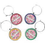 Watercolor Peonies Wine Charms (Set of 4) (Personalized)