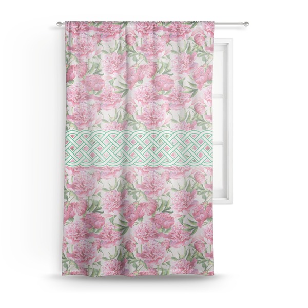 Custom Watercolor Peonies Sheer Curtain - 50"x84"