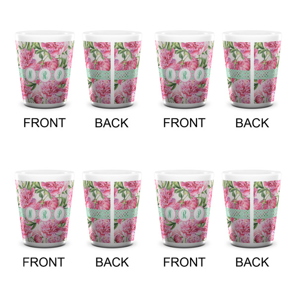 Watercolor Peonies Shot Glass - White - Set of 4 - APPROVAL