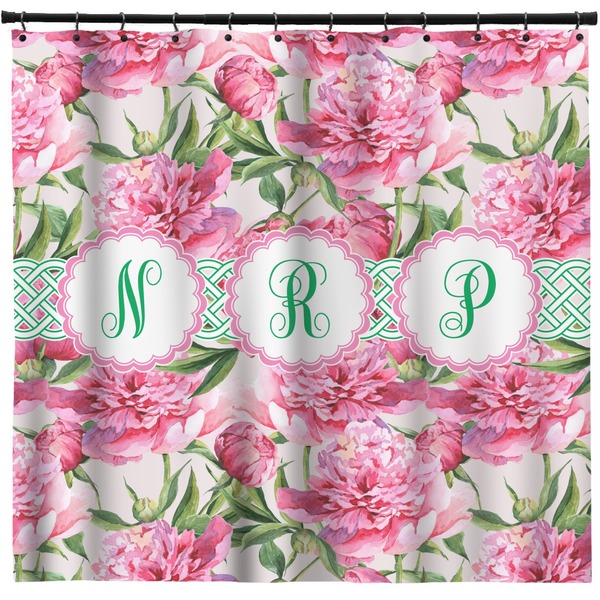 Custom Watercolor Peonies Shower Curtain - 71" x 74" (Personalized)