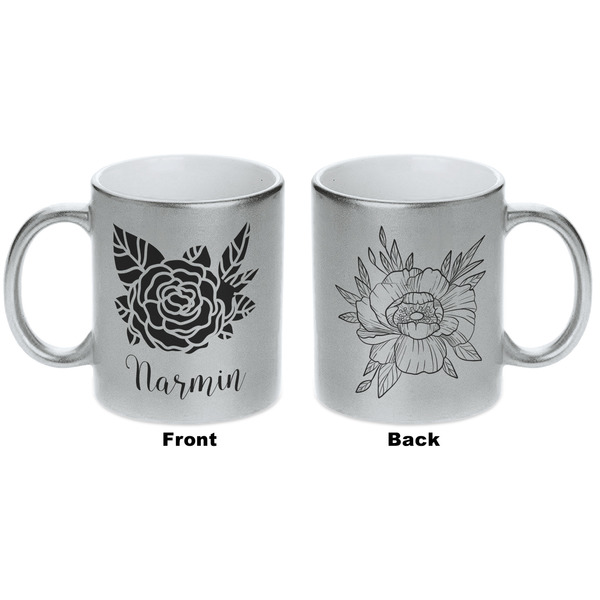 Watercolor Peonies Silver Mug - Approval