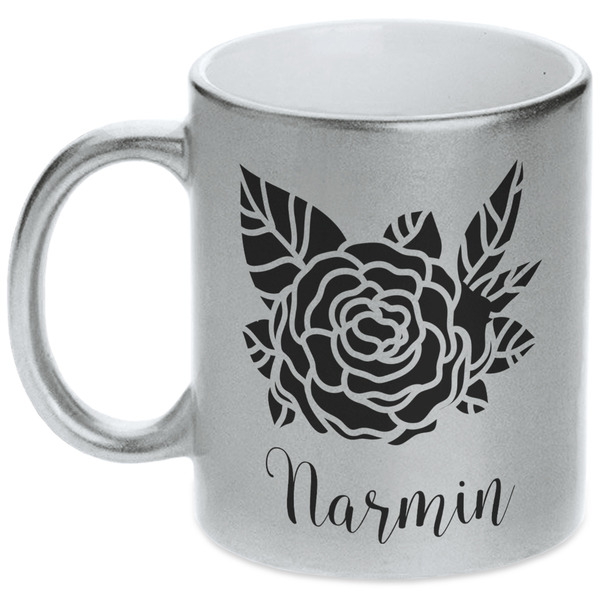 Watercolor Peonies Silver Mug - Main