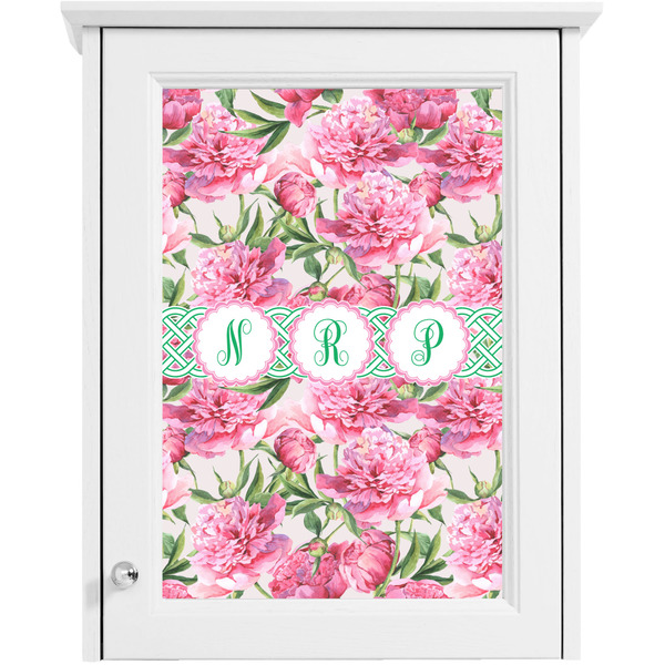 Watercolor Peonies Single White Cabinet Decal