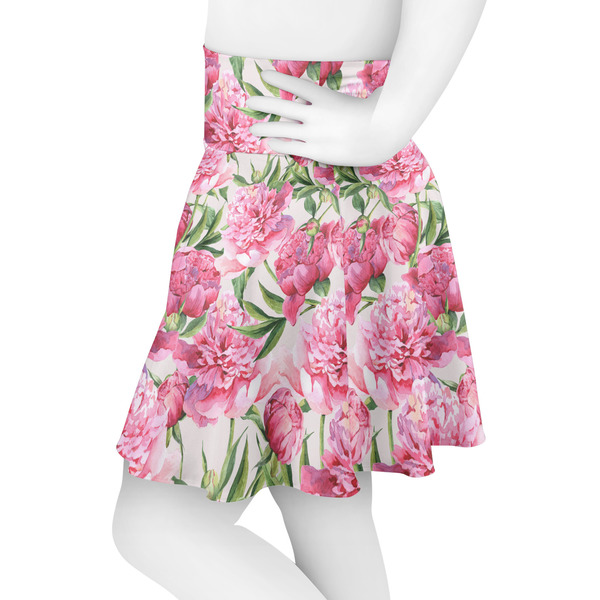 Watercolor Peonies Skater Skirt - Side