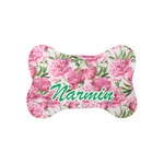 Watercolor Peonies Bone Shaped Dog Food Mat (Small) (Personalized)