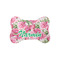 Watercolor Peonies Bone Shaped Dog Food Mat (Small) (Personalized)