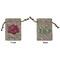 Watercolor Peonies Small Burlap Gift Bag - Front & Back (Personalized)