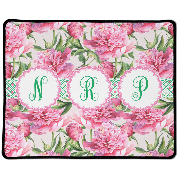 Custom Watercolor Peonies Large Gaming Mouse Pad - 12.5" x 10" (Personalized)