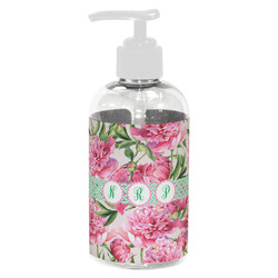 Watercolor Peonies Plastic Soap / Lotion Dispenser (8 oz - Small - White) (Personalized)