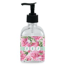 Watercolor Peonies Glass Soap & Lotion Bottle - Single Bottle (Personalized)