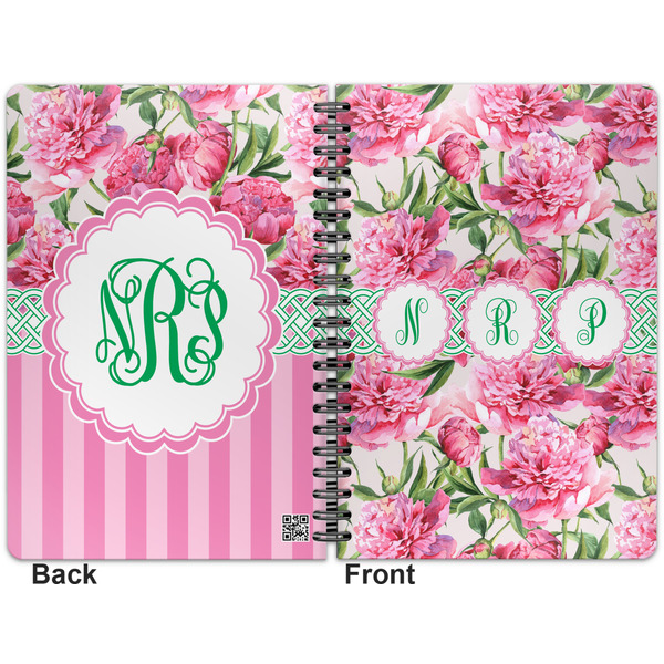 Watercolor Peonies Spiral Journal 7 x 10 - Apvl